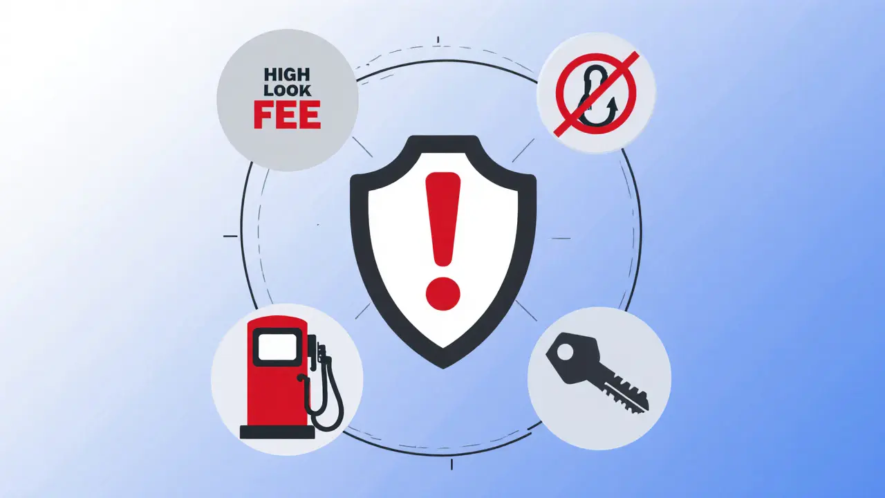 Shield with warning icons for gas fees, phishing, and private key scams.