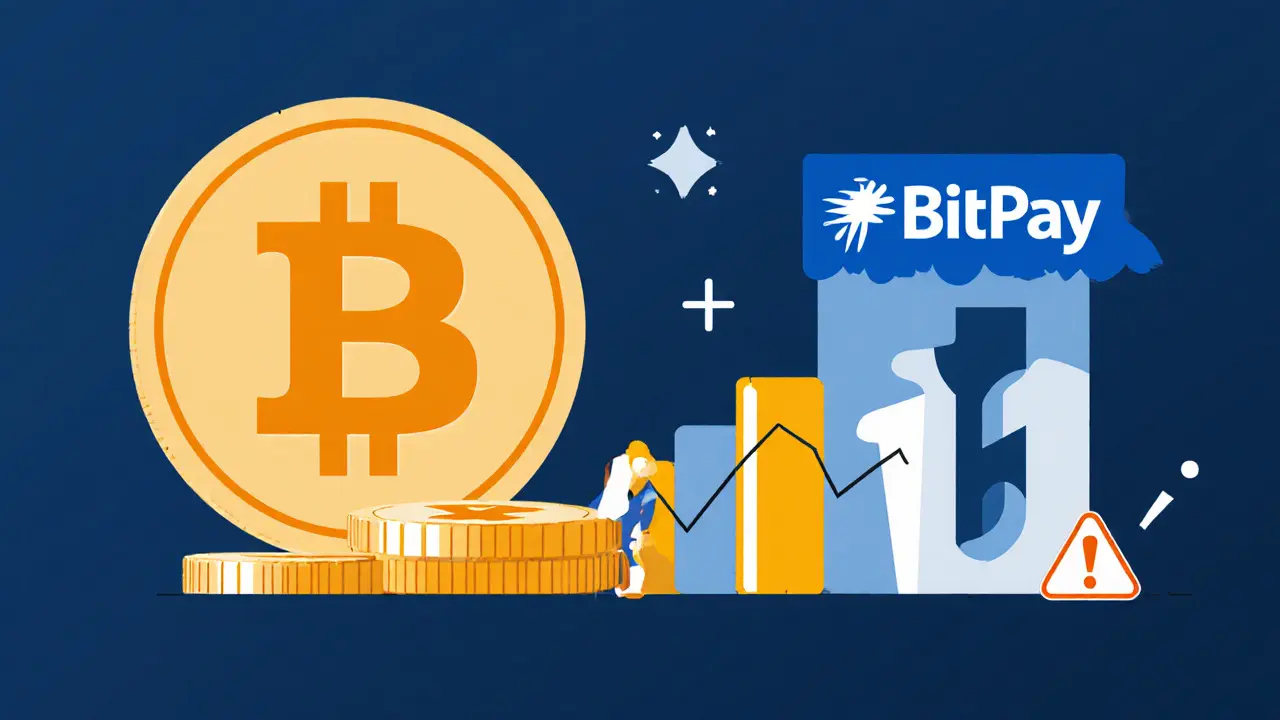 ARI10 token compared to larger BitPay and Coinbase icons with a tiny low-volume chart.