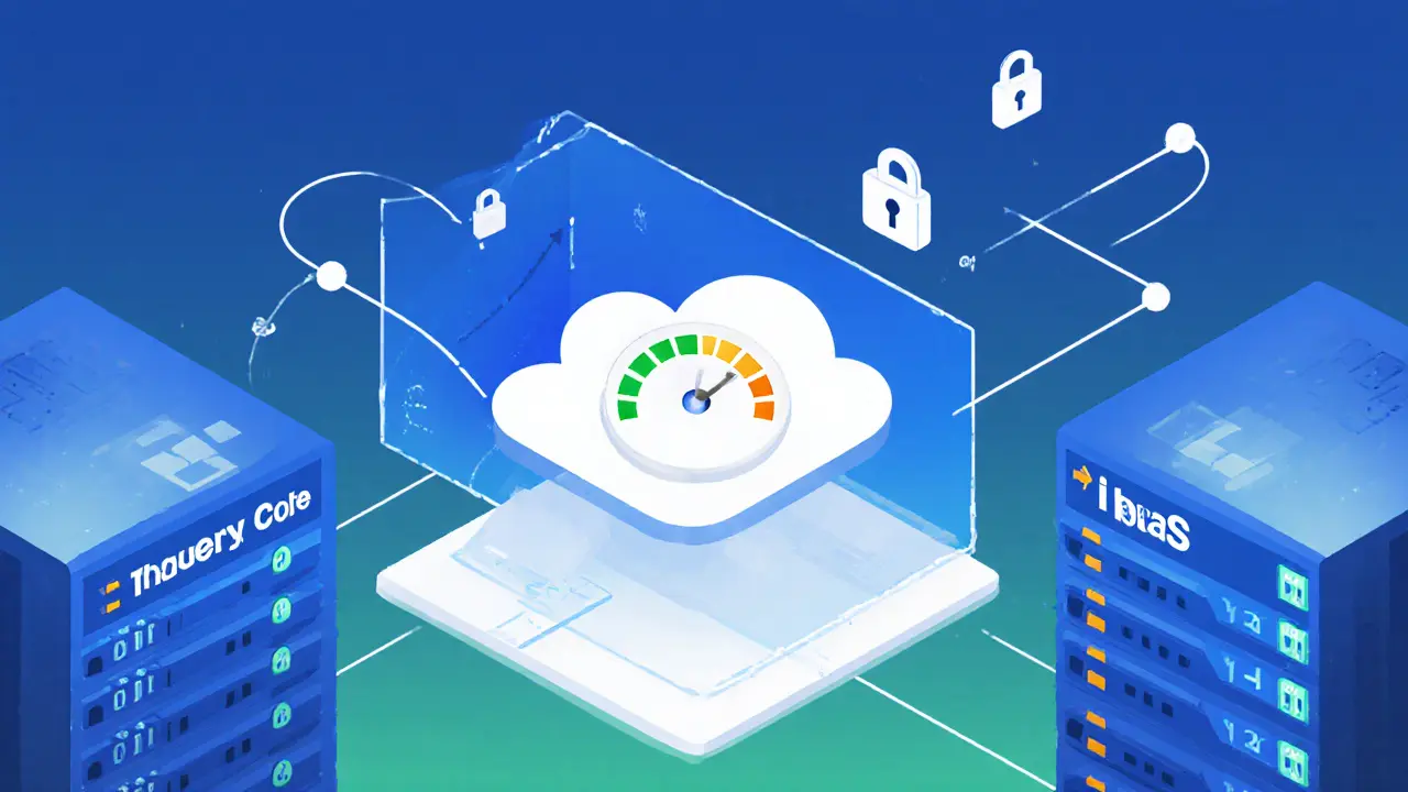 iPaaS platform connecting legacy server and BaaS API with secure data flow.