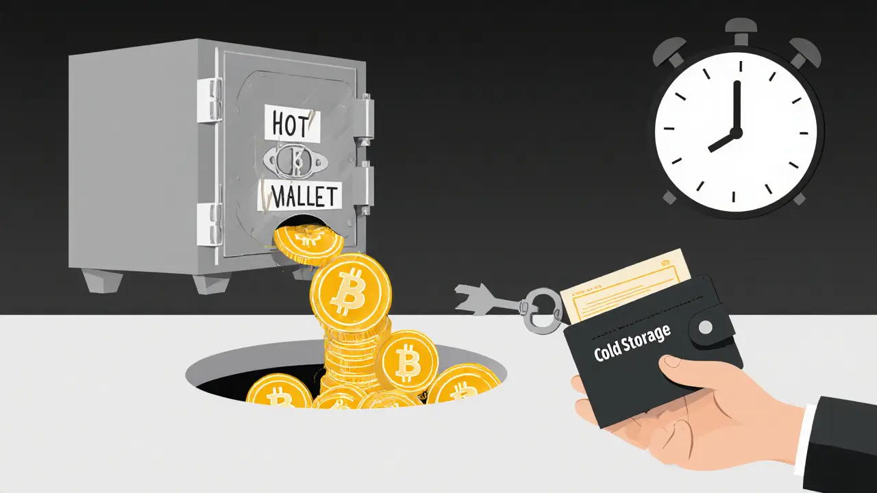 Hot wallet leaking crypto coins as user moves funds to secure cold wallet