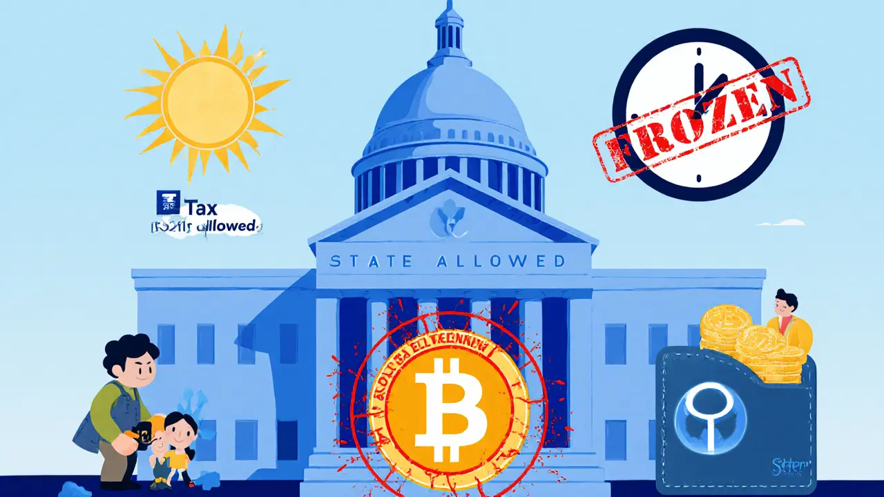 A tax stamp crushes Bitcoin while mining is allowed but profits are trapped under government hours.