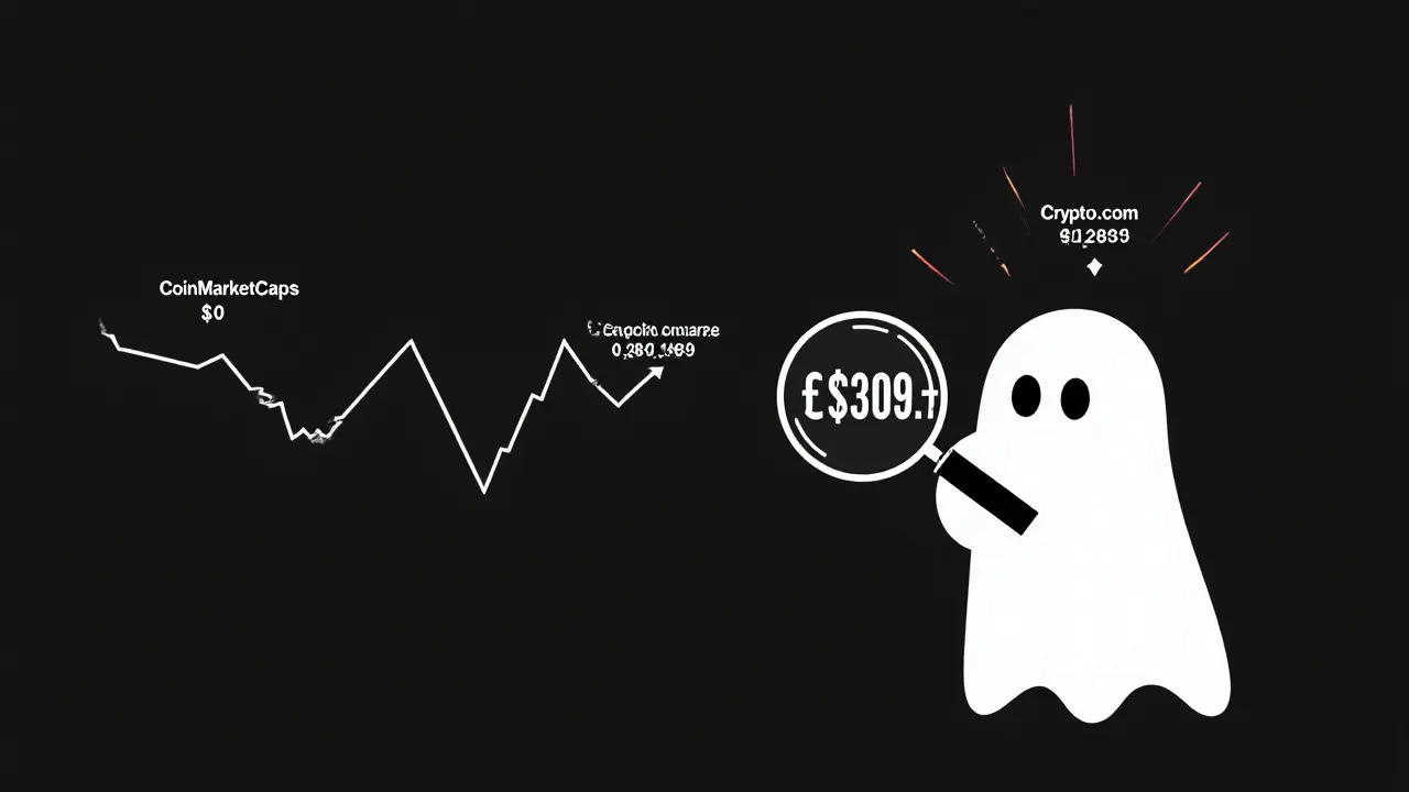Two conflicting price charts emerging from one wallet, one flat, one spiked.