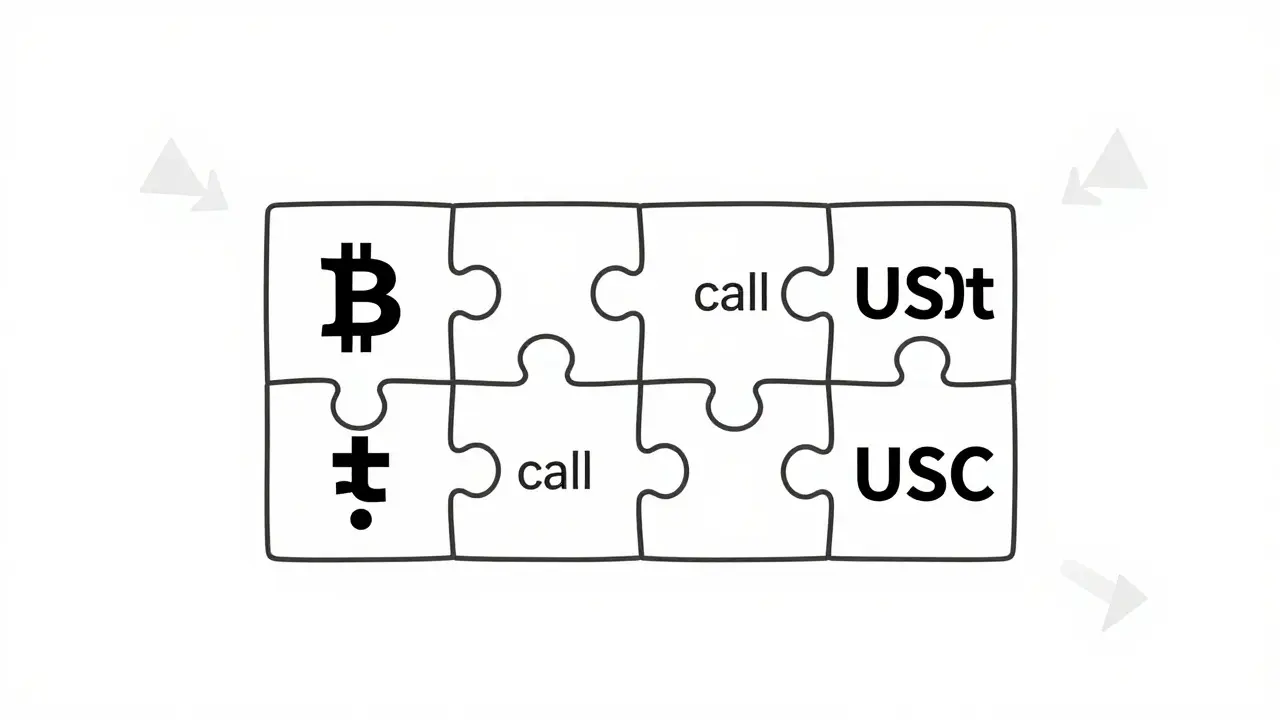 Interlocking puzzle pieces representing collateral assets in a portfolio margining system with netted risk.