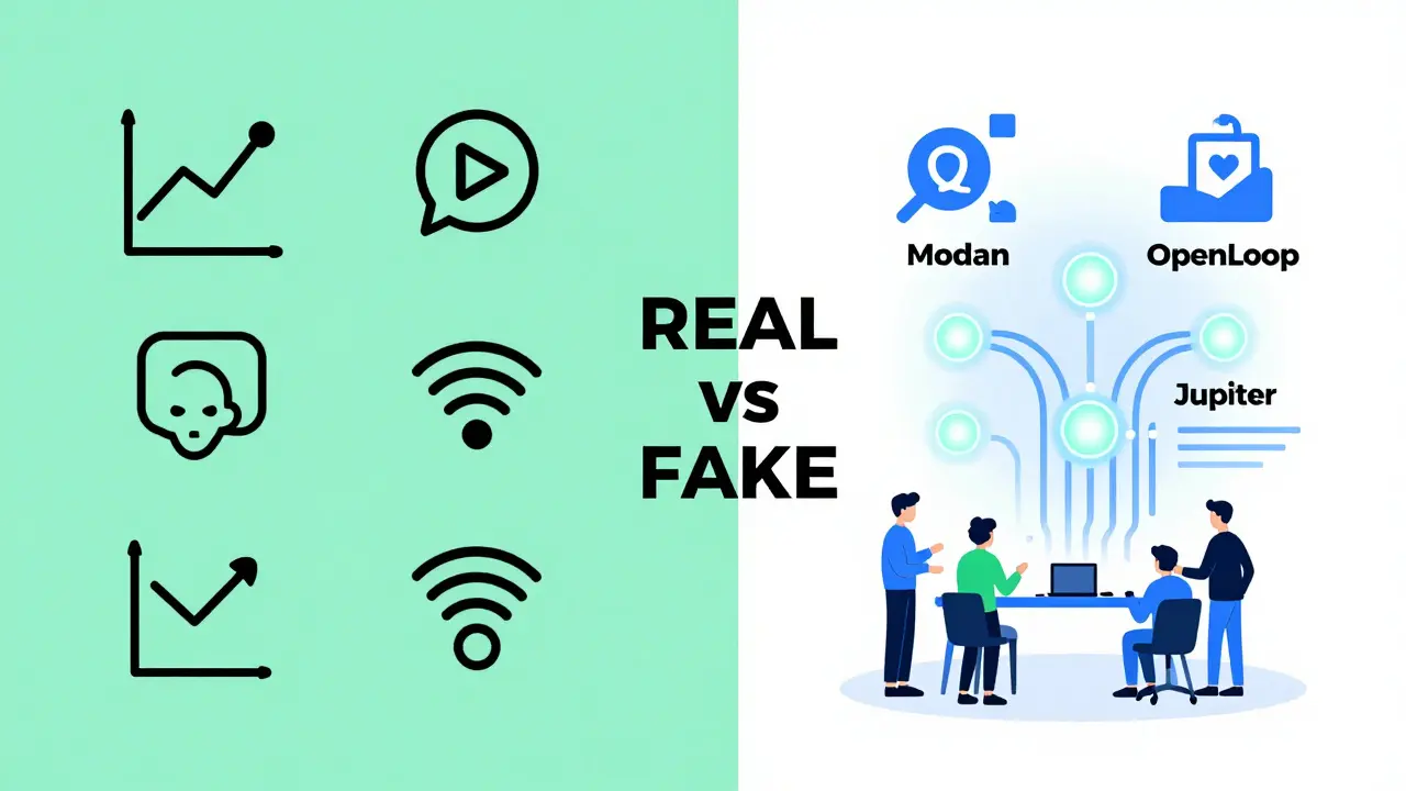 Split scene: left shows dead crypto project, right shows active legitimate airdrops like Monad and OpenLoop.