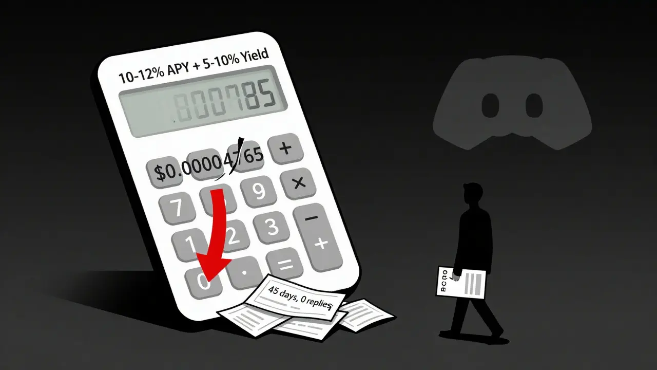A broken calculator showing fading yields and a low ARGO price, with unread support tickets nearby.