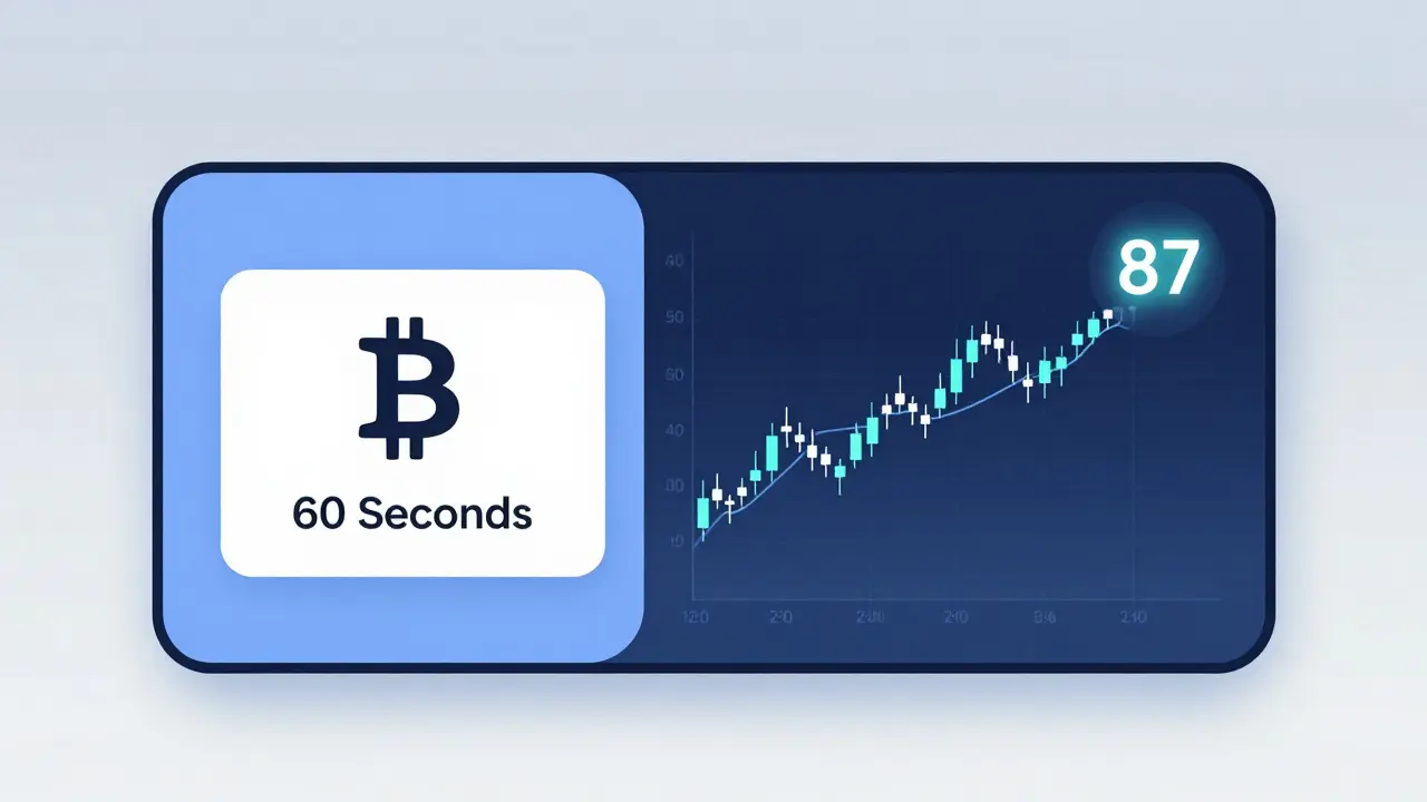 Minimalist trading dashboard showing simple buy interface and AI technical analysis chart.