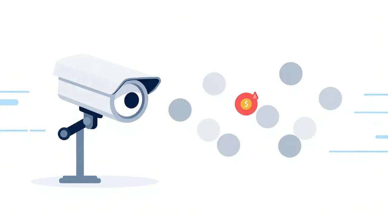 AI eye scanning financial transactions and flagging a crypto trade