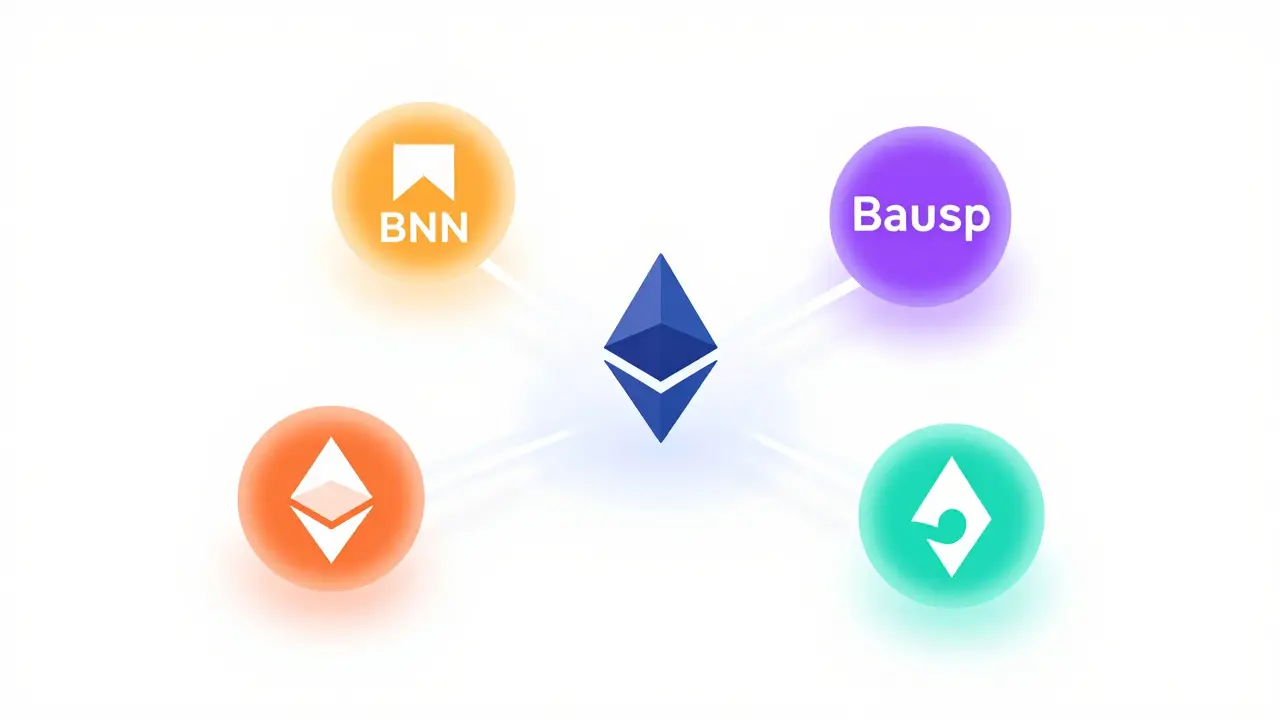 Minimalist graphic showing Biswap connecting multiple blockchain networks