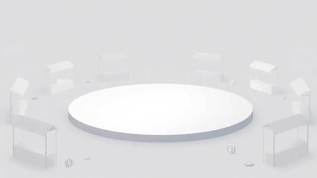 Empty minimalist marketplace representing zero trading volume.