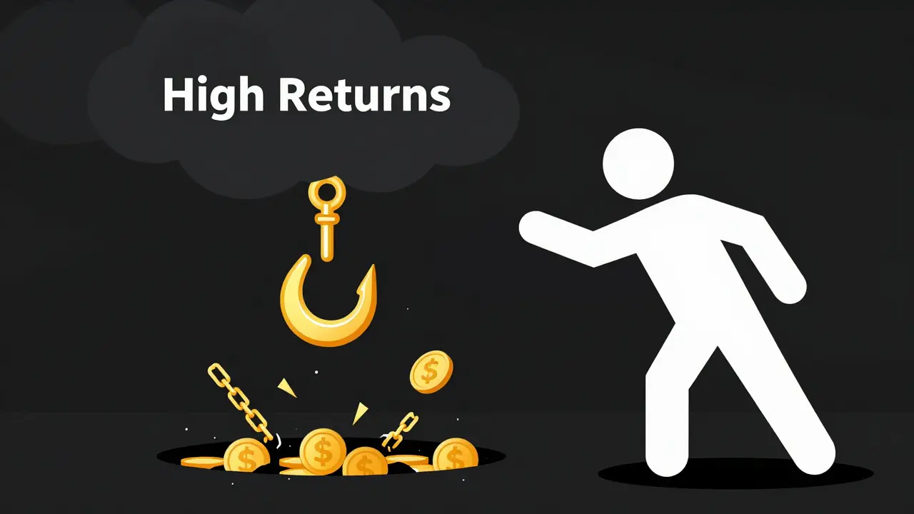 Golden hook baiting user into a pit of disappearing crypto coins