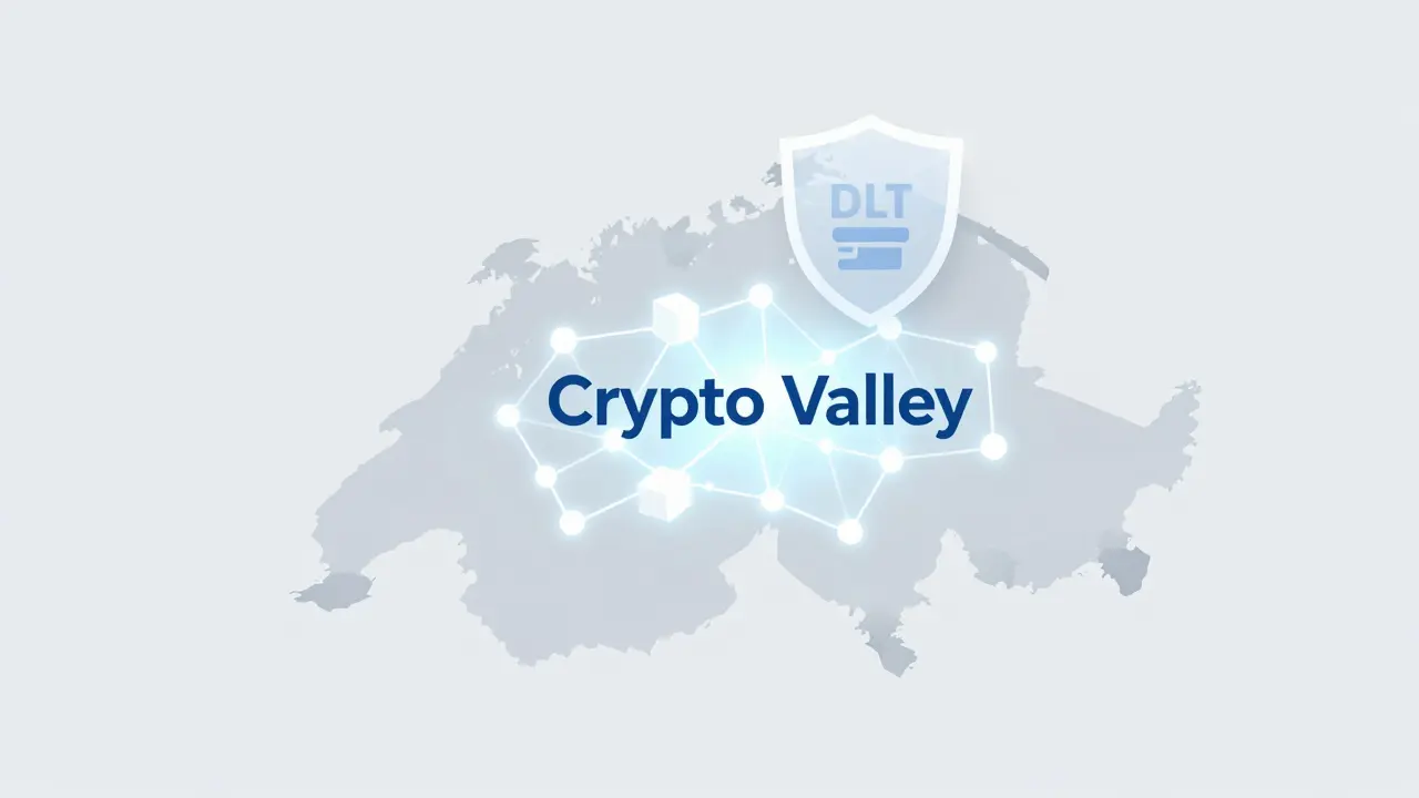 Swiss Crypto Valley map with shield for legal clarity