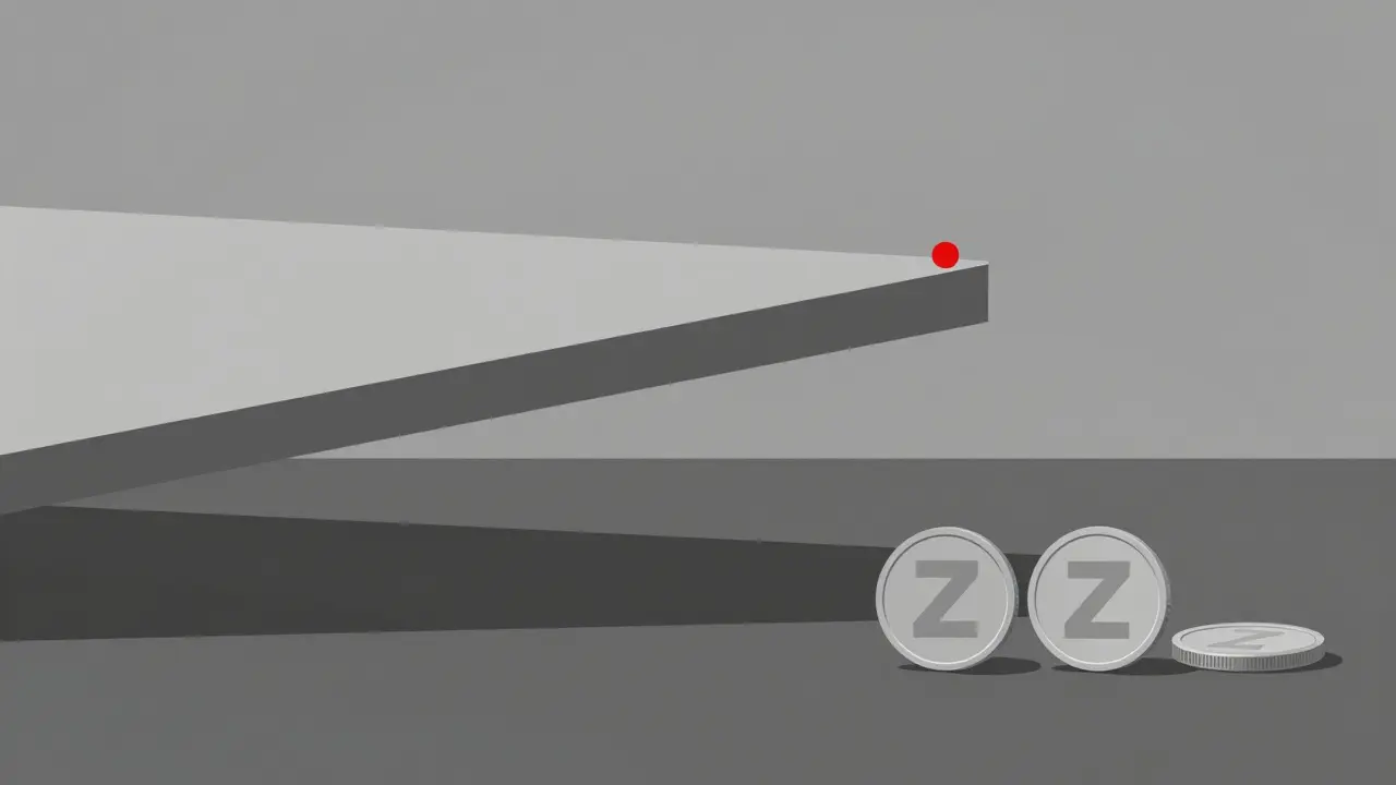 Tiny red token on a tilting platform over an empty void