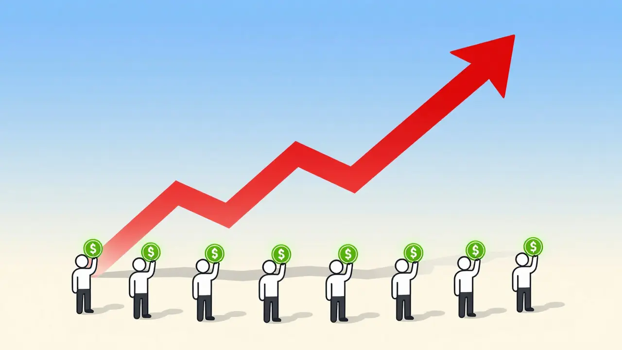 Abstract art depicting citizens using stablecoins to hedge against inflation