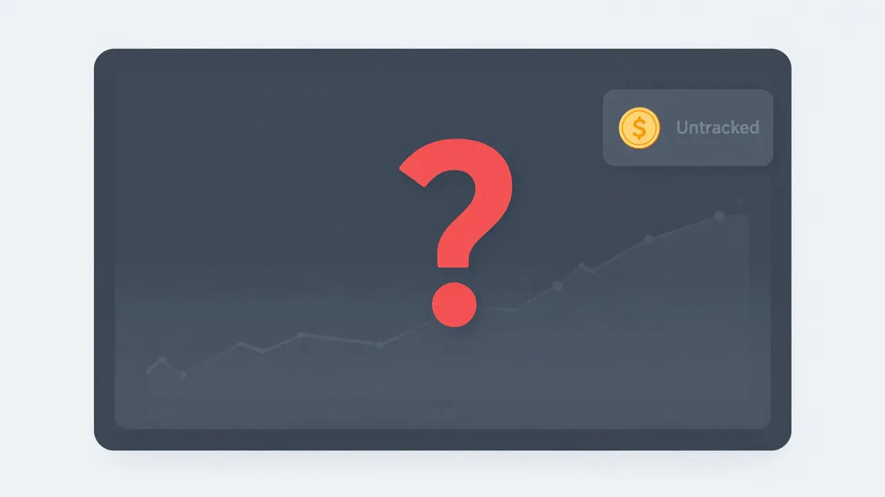 Flat design graphic showing an empty trading chart and untracked status icon