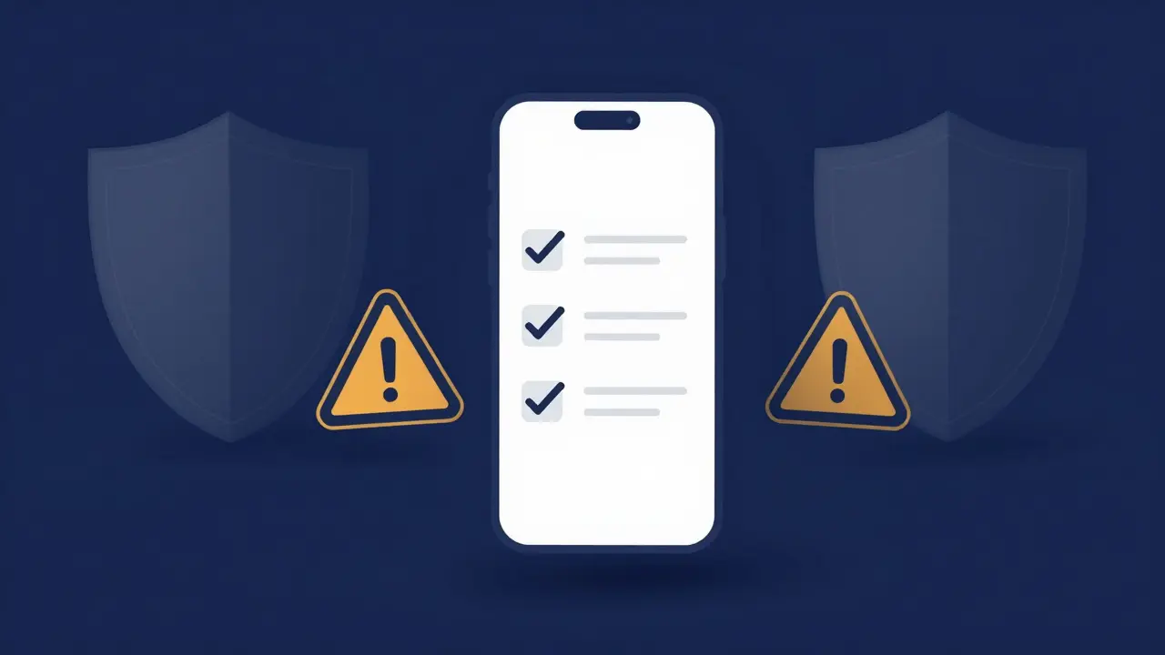 Smartphone checklist symbolizing secure token verification and safety