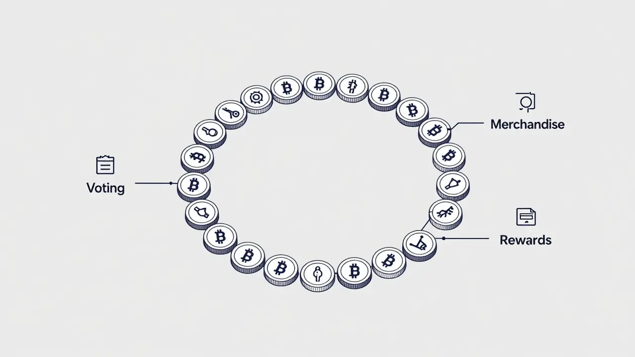 Circular diagram showing token supply and utility connections