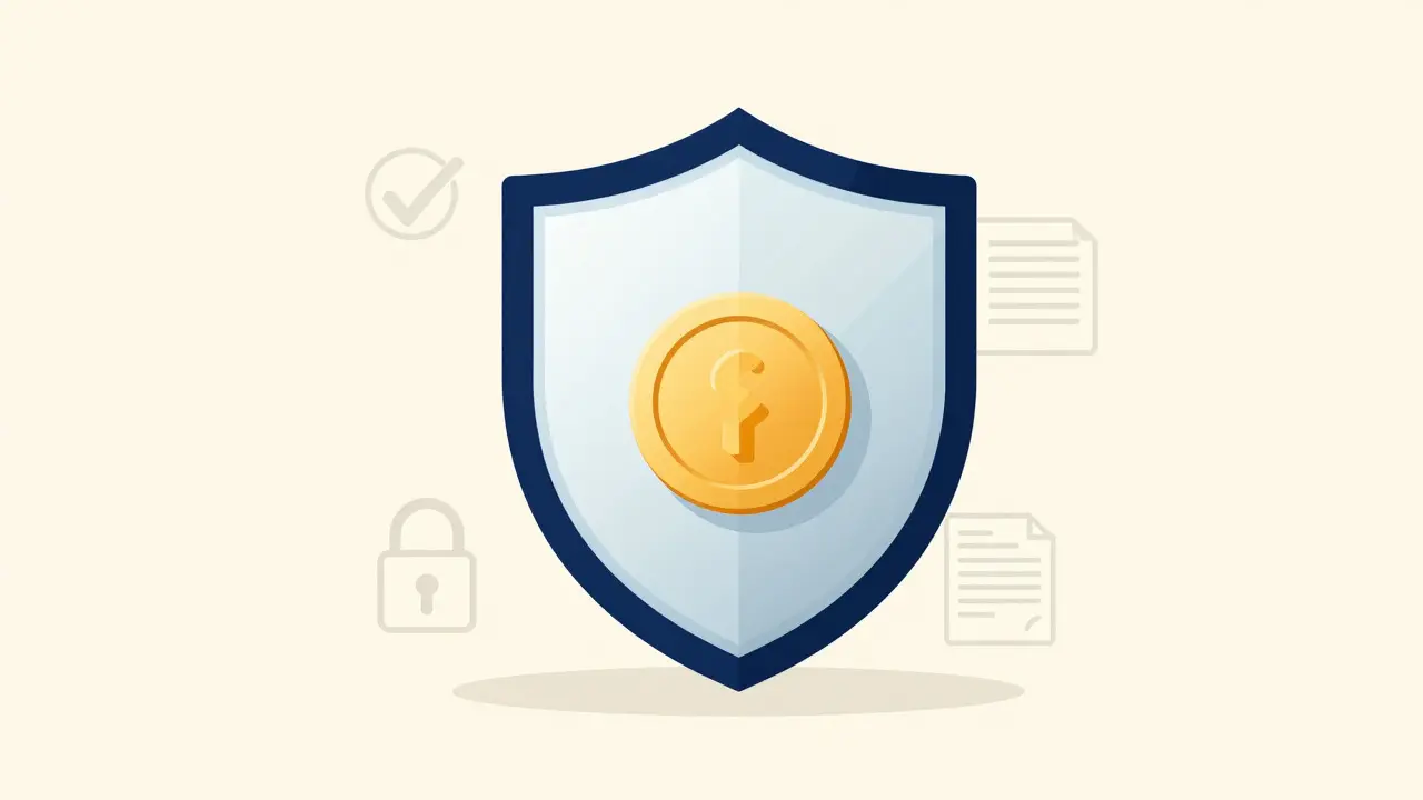 Digital shield protecting a golden coin