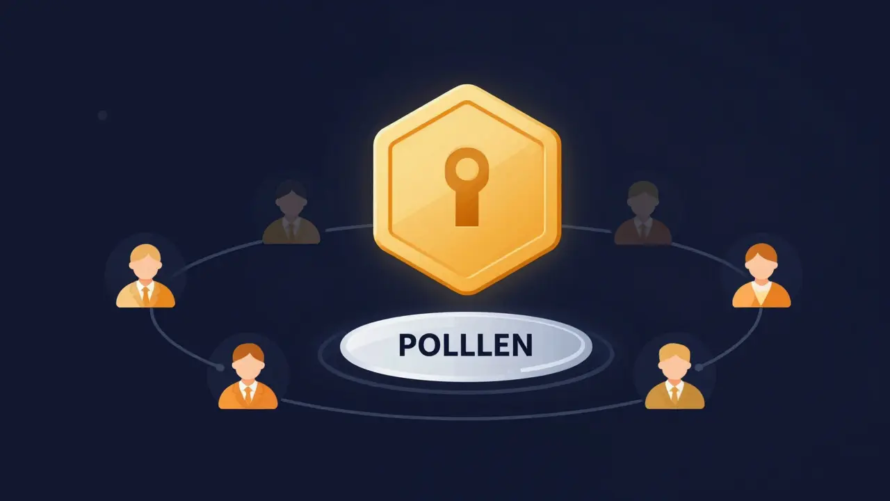 Golden governance token locked in escrow with voting connections