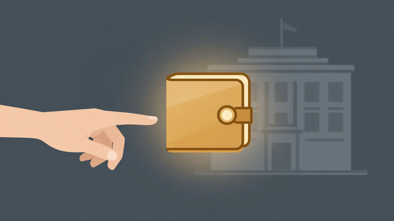 Hand reaching for secure hardware wallet
