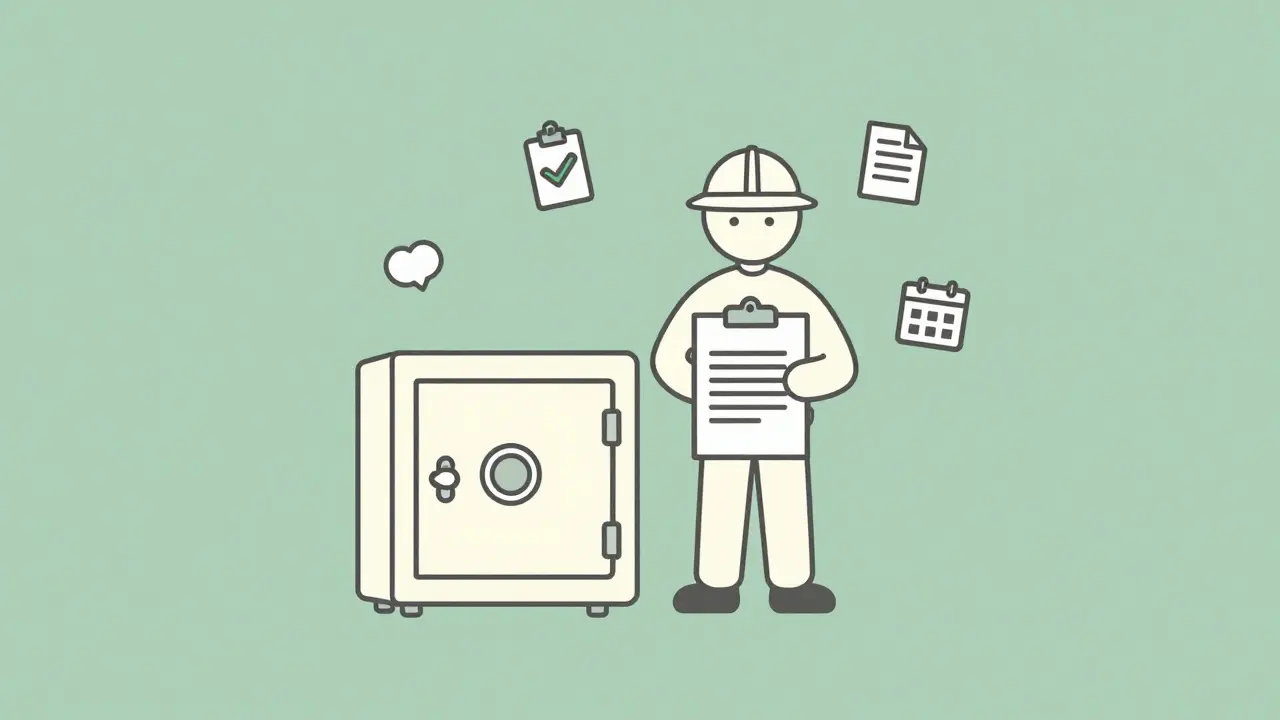 Person checking security list next to a safe for crypto airdrops