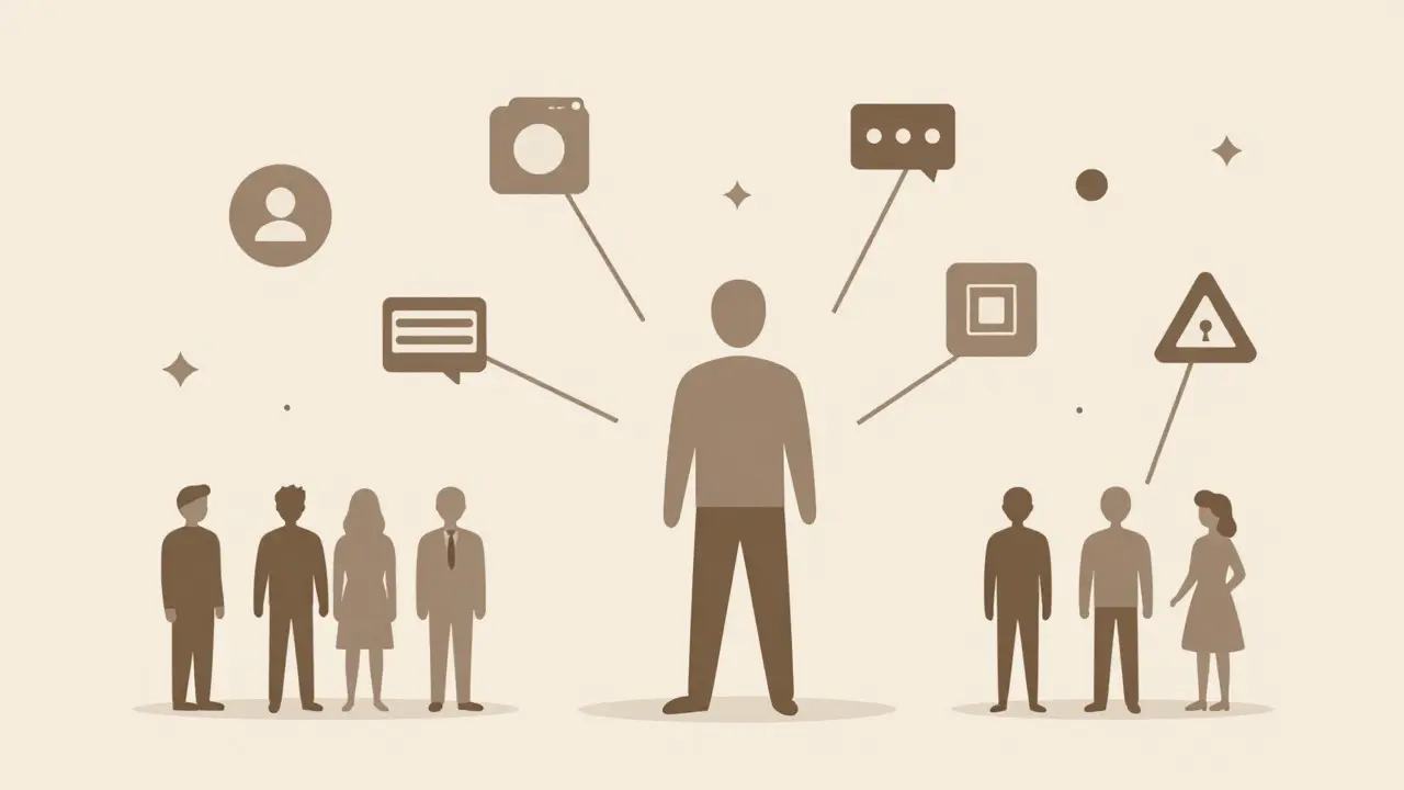 Simple illustration of an artist connecting with communities across platforms