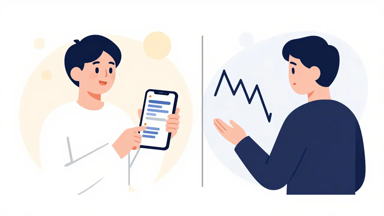 Split view of a fan voting and a trader watching price drops