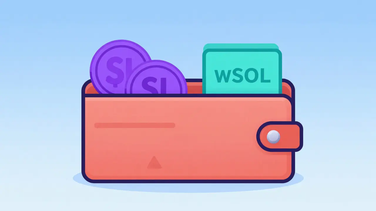 Wallet illustration showing separate storage for SOL and wSOL