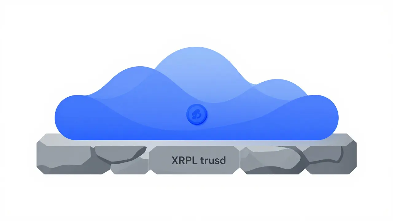 Conceptual diagram showing a dual-layer blockchain structure with a coin in the center