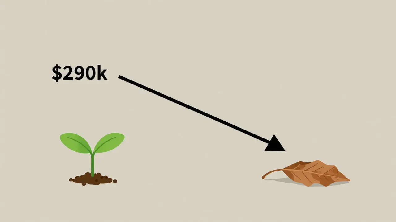 Contrast between a healthy seedling and a withered leaf
