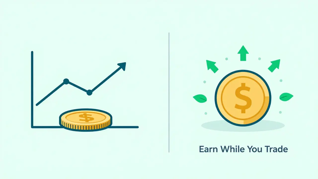 Illustration comparing idle capital vs earning yield on trades