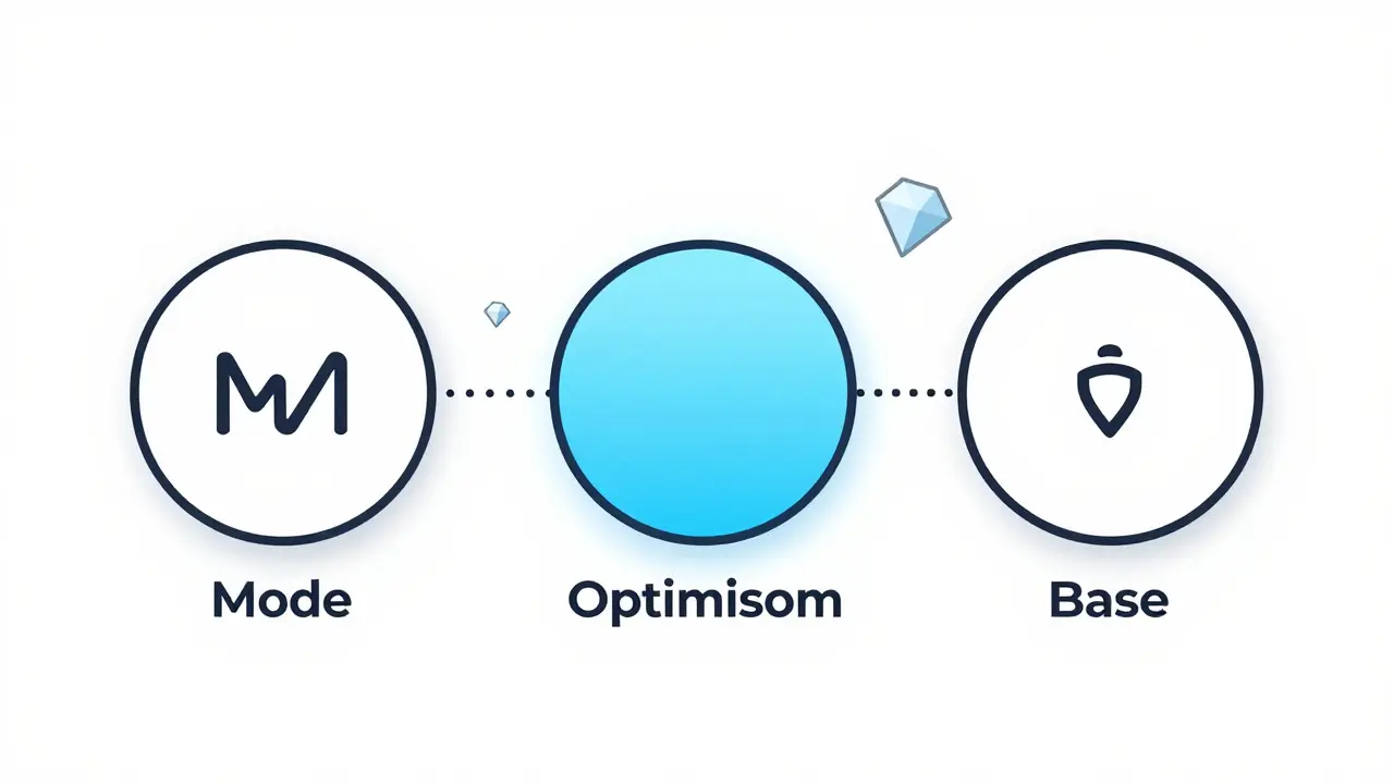 Simple graphic showing interconnected blockchain networks