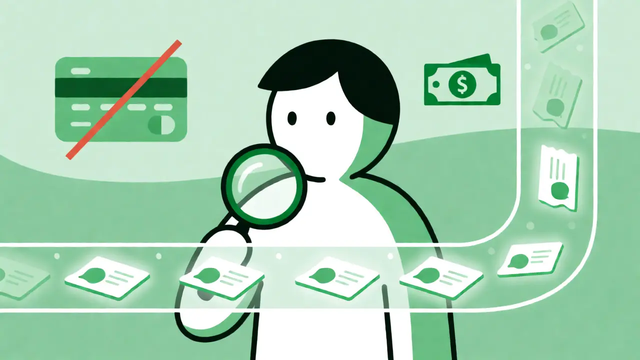 Cartoon showing AML monitoring and credit card restrictions