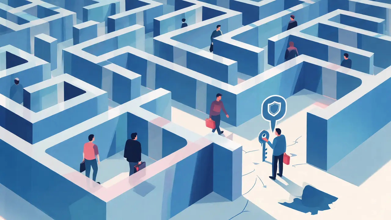 Figures navigating a maze of US state regulations