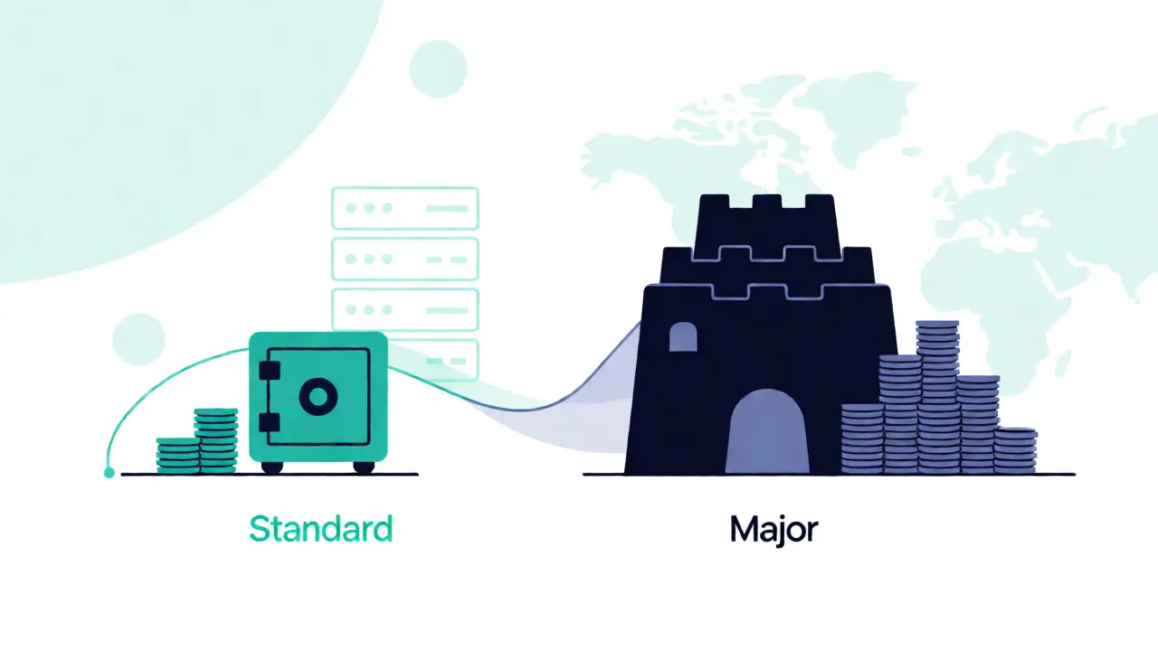 Illustration comparing standard and major crypto license tiers