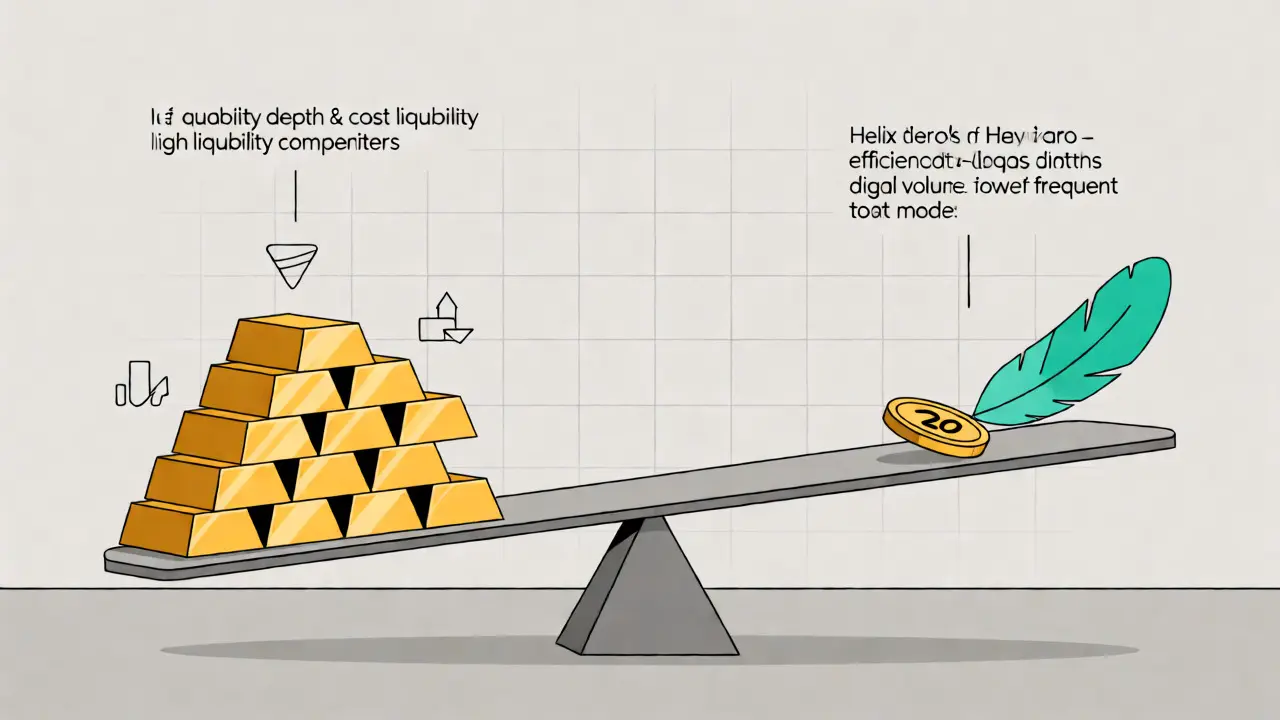 Minimalist scale balancing high liquidity against zero gas fees