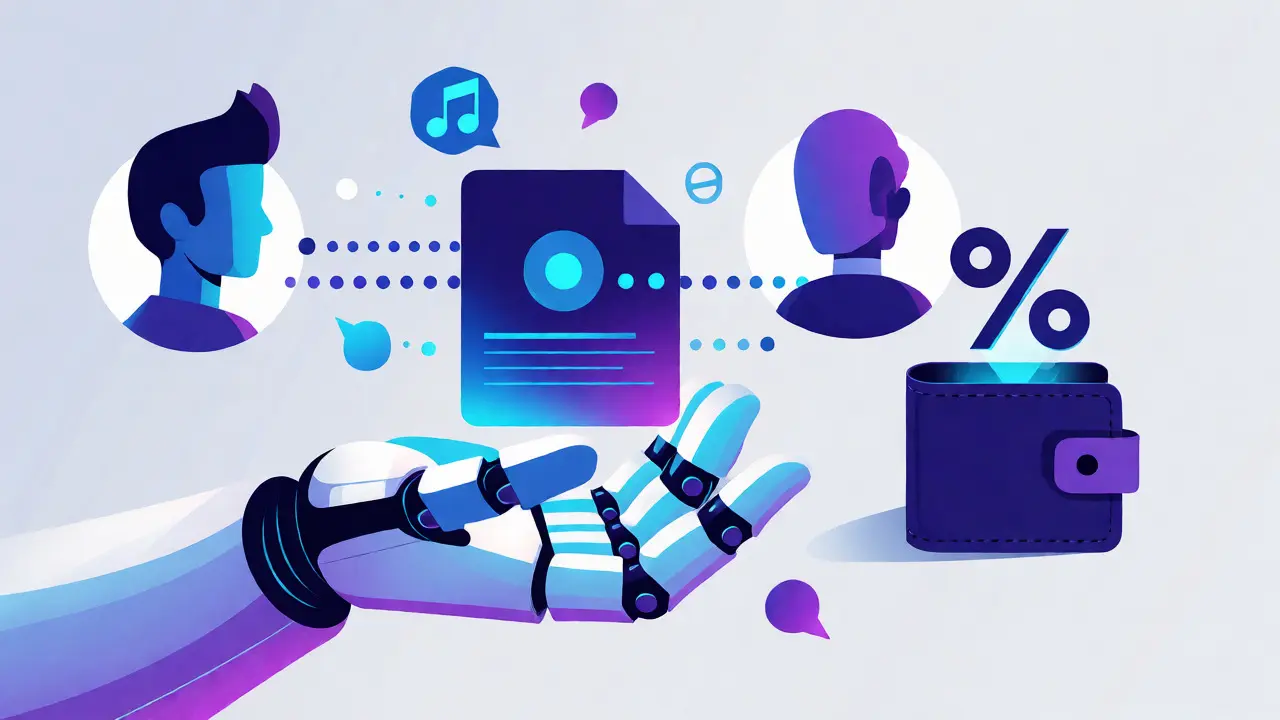 Smart contract automation sending royalties to artists during NFT resale.