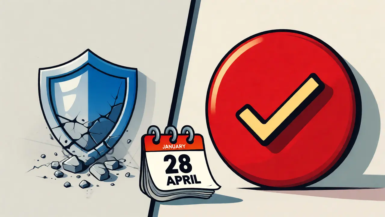 Abstract graphic showing the end of tax exemptions with broken shields and deadlines