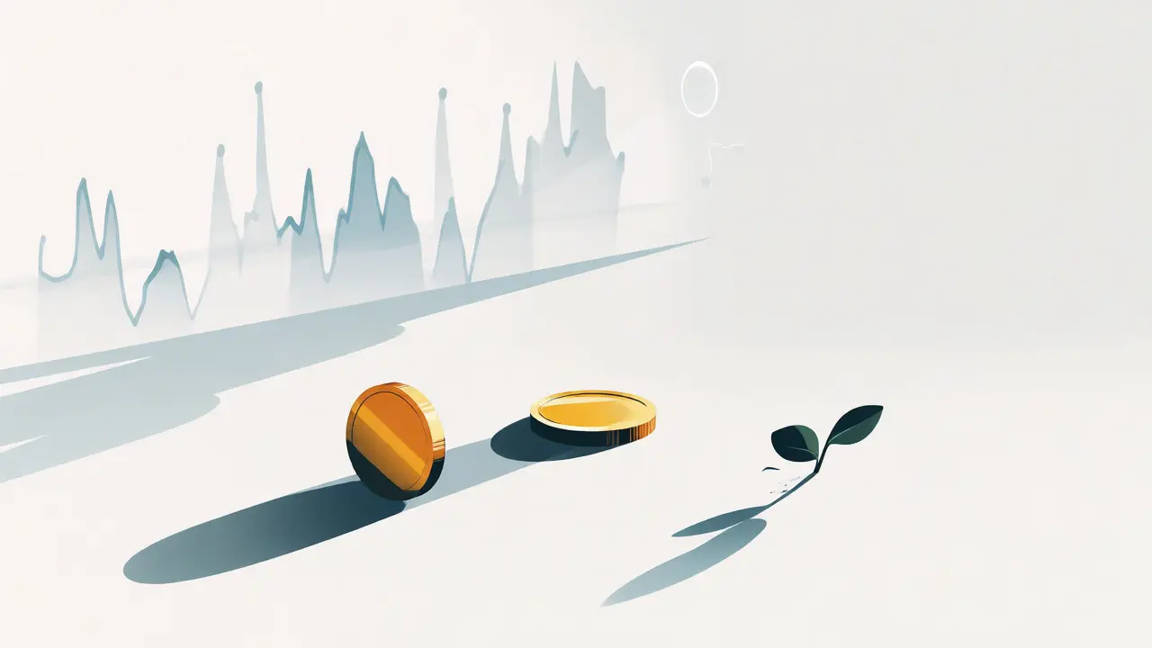 Lonely golden coin on an empty plane symbolizing TSHARE's low liquidity