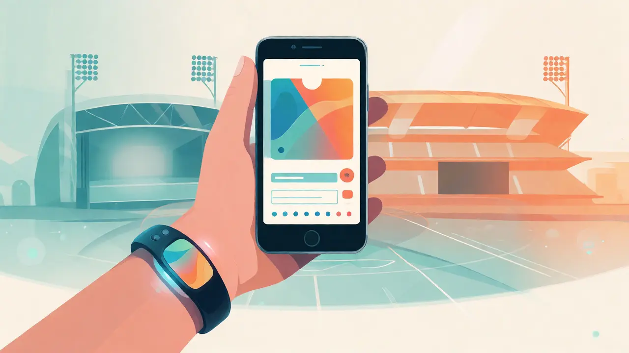 Person with smartphone and NFC wristband merging digital and physical access